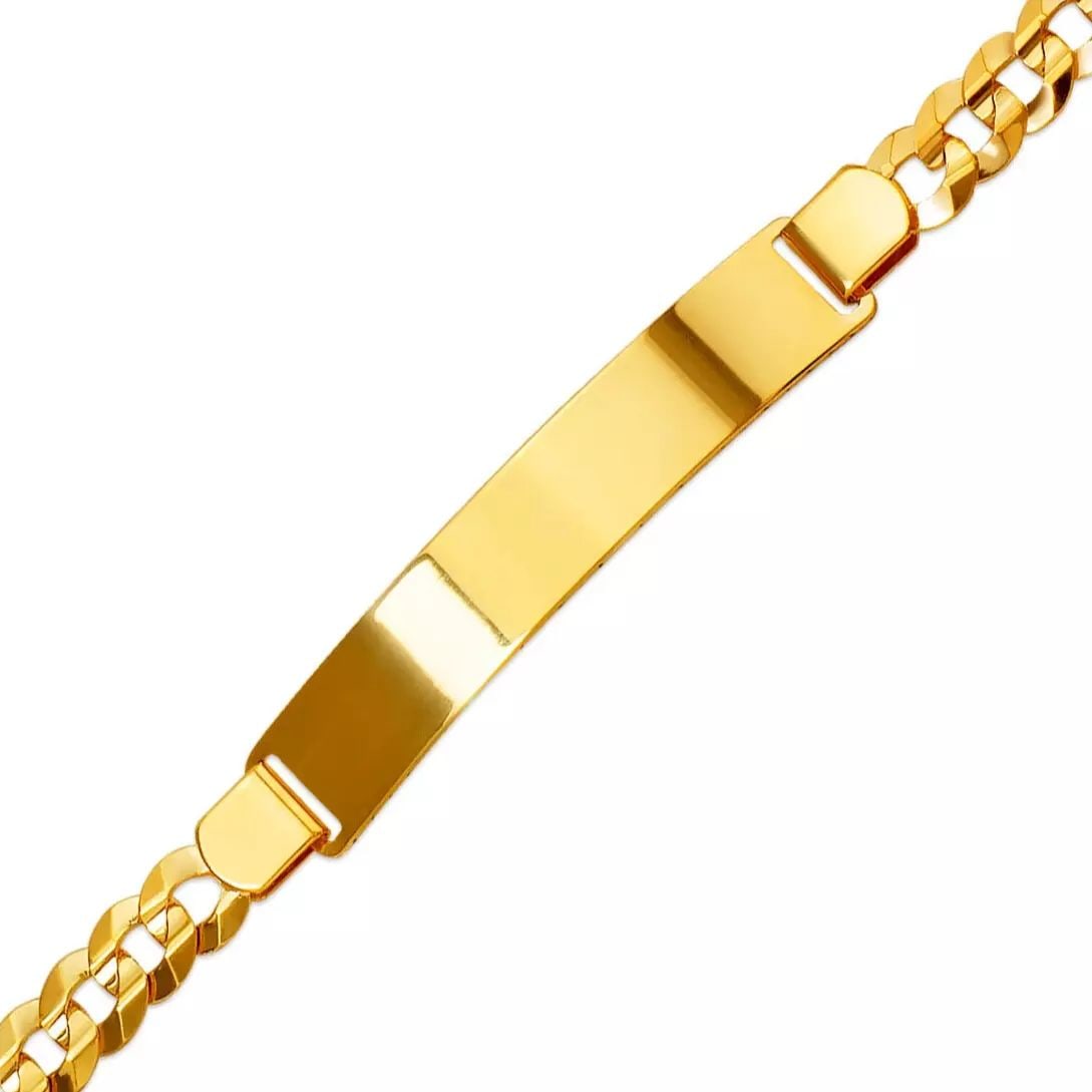 NEW 14K YELLOW GOLD CURB LIGHT ID BRACELET 14K Yellow Gold Approx. 180 Gauge (8.0mm ID, 8.0mm (1 of 2)