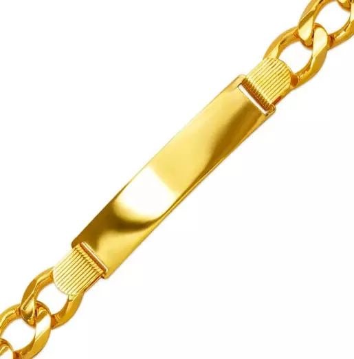 NEW 14K YELLOW GOLD FIGARO X-LIGHT ID BRACELET 14K Yellow Gold Approx. 250 Gauge (10.0mm ID, 10.0mm (1 of 2)
