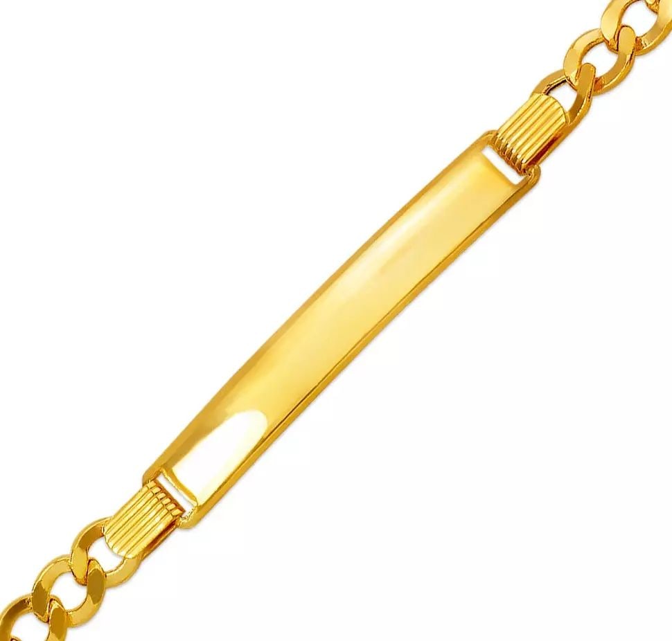 NEW 14K YELLOW GOLD HELLOW CURB ID BRACELET 14K Yellow Gold Approx. 120 Gauge (6.0mm ID, 5.0mm (1 of 2)