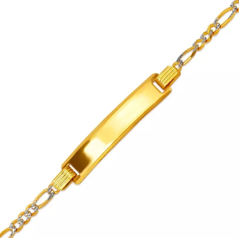 NEW 14K WHITE PAVE GOLD FIGARO X -LIGHT BABY ID BRACELET 14K White Pave Gold Approx. 5mm ID, 2.5mm (1 of 2)