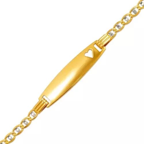 NEW 14K TWO TONE GOLD HT KIDS GUCCI PAVE ID BRACELET 14K Two Tone Gold Approx. 060 Gauge (ID: 7.0mm,: NEW 14K TWO TONE GOLD HT KIDS GUCCI PAVE ID BRACELET 14K Two Tone Gold Approx. 060 Gauge (ID: 7.0mm, Bracelet: 2.5mm) High Polished/Diamond Cut Lobster Lock Length 6" Weight: 2.4 Grams