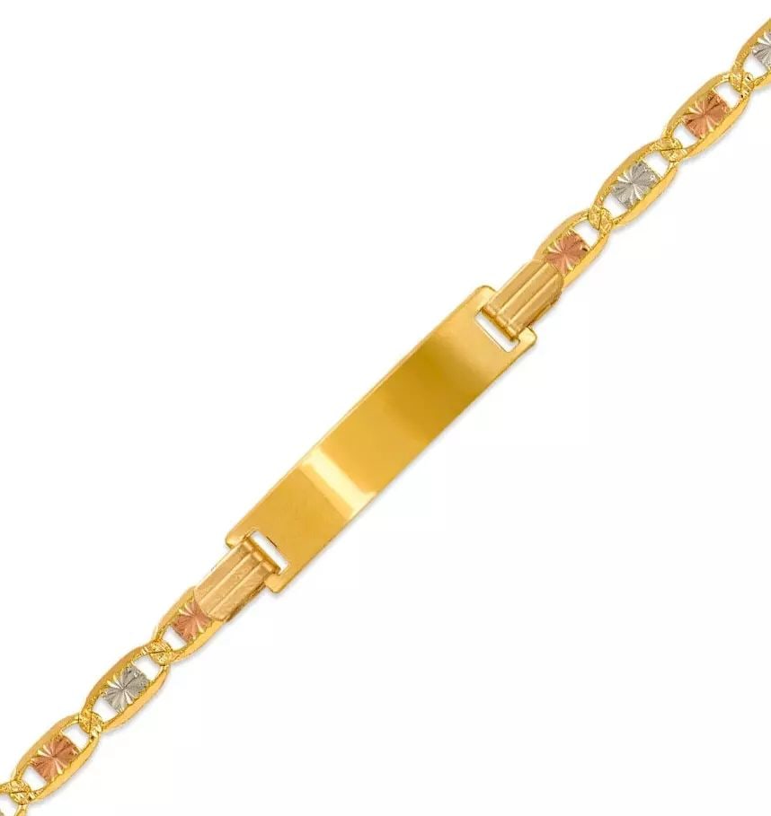 NEW 14K TRI COLOR GOLD KIDS VALENTINO ID BRACELET 14K Tricolor Gold 080 Gauge (7mm ID, 3mm Bracelet) (1 of 2)
