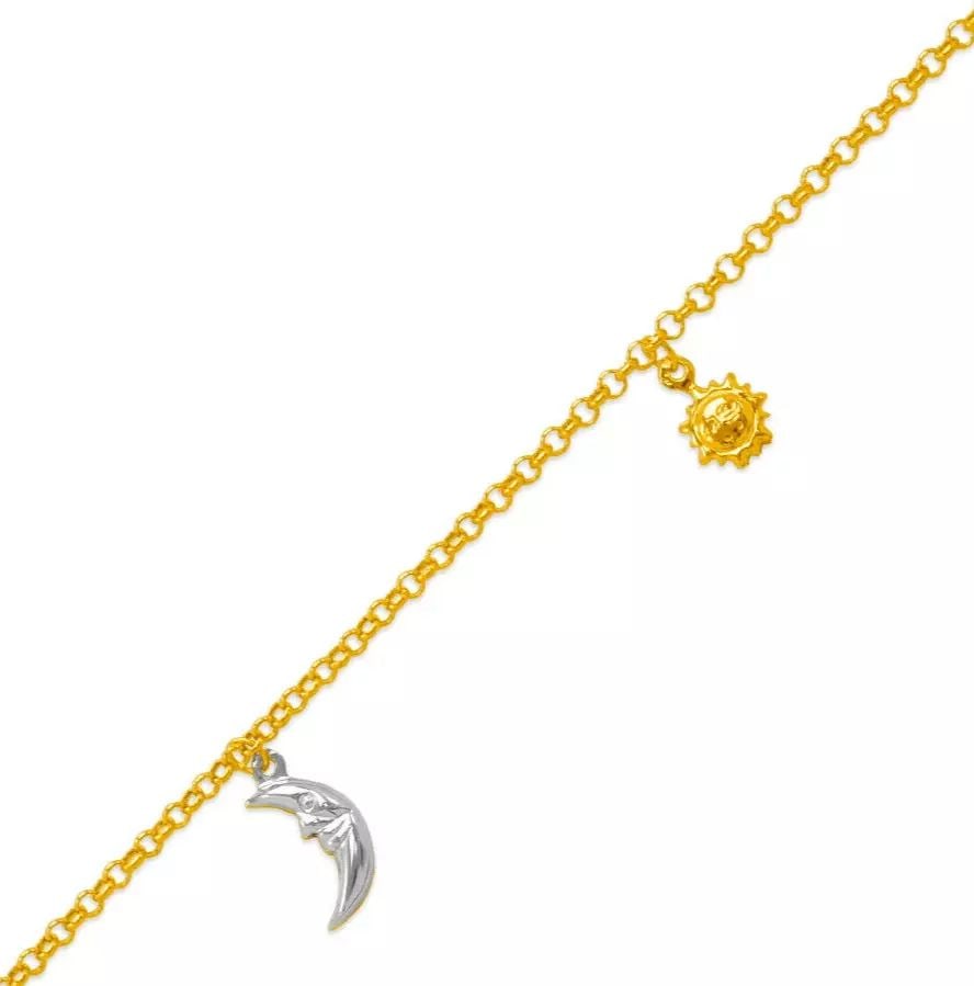 NEW 14K TRI COLOR GOLD CHARM ANKLET 14K Tricolor Gold Approx. 2.2mm Link Approx. 13.5mm Charm High: NEW 14K TRI COLOR GOLD CHARM ANKLET 14K Tricolor Gold Approx. 2.2mm Link Approx. 13.5mm Charm High Polished/Diamond Cut Lobster Lock Weight: 2.7 Grams