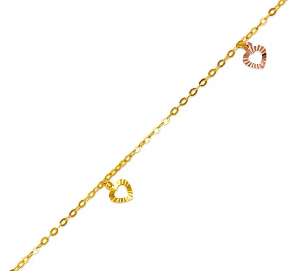 NEW 14K TRI COLOR GOLD HEART /STAR CHARM ANKLET 14K Tricolor Gold Approx. 2.0mm Bracelet, 10mm (1 of 2)