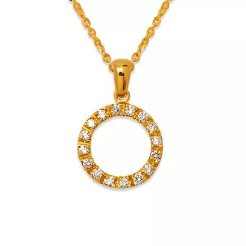 NEW 14K YELLOW GOLD CIRCLE CZ PENDANT 14K Yellow Gold Approx. 13mm Available in White Gold Chains (1 of 2)