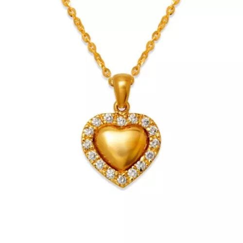 NEW 14K YELLOW GOLD HEART CZ PENDANT 14K Yellow Gold Approx. 13x12mm High Polished/Cubic Zirconia (1 of 2)