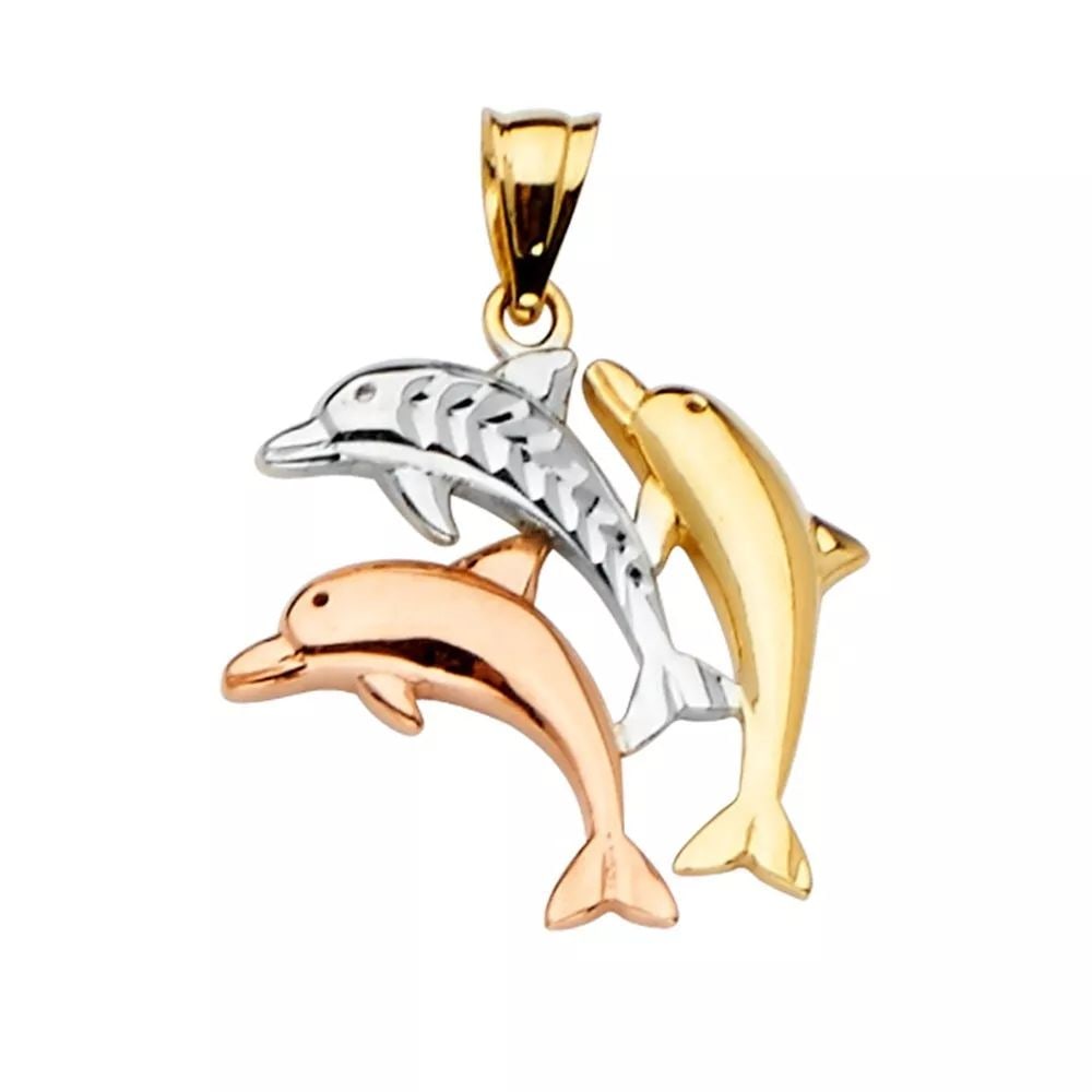 NEW 14K TRI COLOR GOLD DOLPHIN PENDANT 14K TRI COLOR GOLD NEW DOLPHIN PENDANT WEIGHT: 1.5g (1 of 2)
