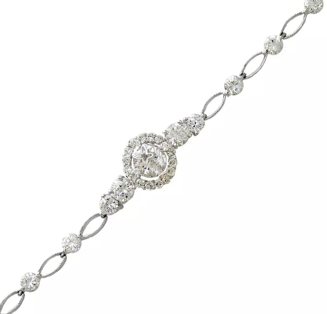 NEW 14K WHITE GOLD FANCY CZ BRACELET 4mm 14K White Gold Approx. 4mm Wide, 10mm Center High (1 of 2)
