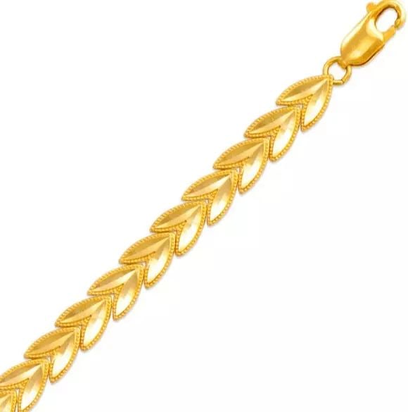 NEW 14K YELLOW GOLD FACETED DIAMOND CUT BRACELET 14K Yellow Gold Approx. 7mm Wide High: NEW 14K YELLOW GOLD FACETED DIAMOND CUT BRACELET 14K Yellow Gold Approx. 7mm Wide High Polished/Diamond Cut Available in Tricolor Gold Lobster Lock Length : 7" Inch Weight: 8.9 Grams
