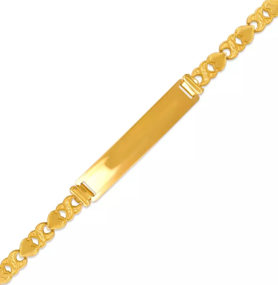NEW 14K YELLOW GOLD KIDS ID BRACELET 4mm 14K Yellow Gold Approx. 4mm Wide, 6mm Center High Polished (1 of 2)