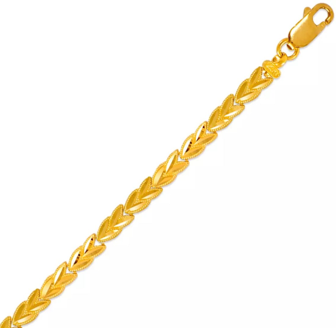 NEW 14K YELLOW GOLD FACETED DIAMOND CUT BRACELET 14K Yellow Gold Approx. 4mm Wide High (1 of 2)