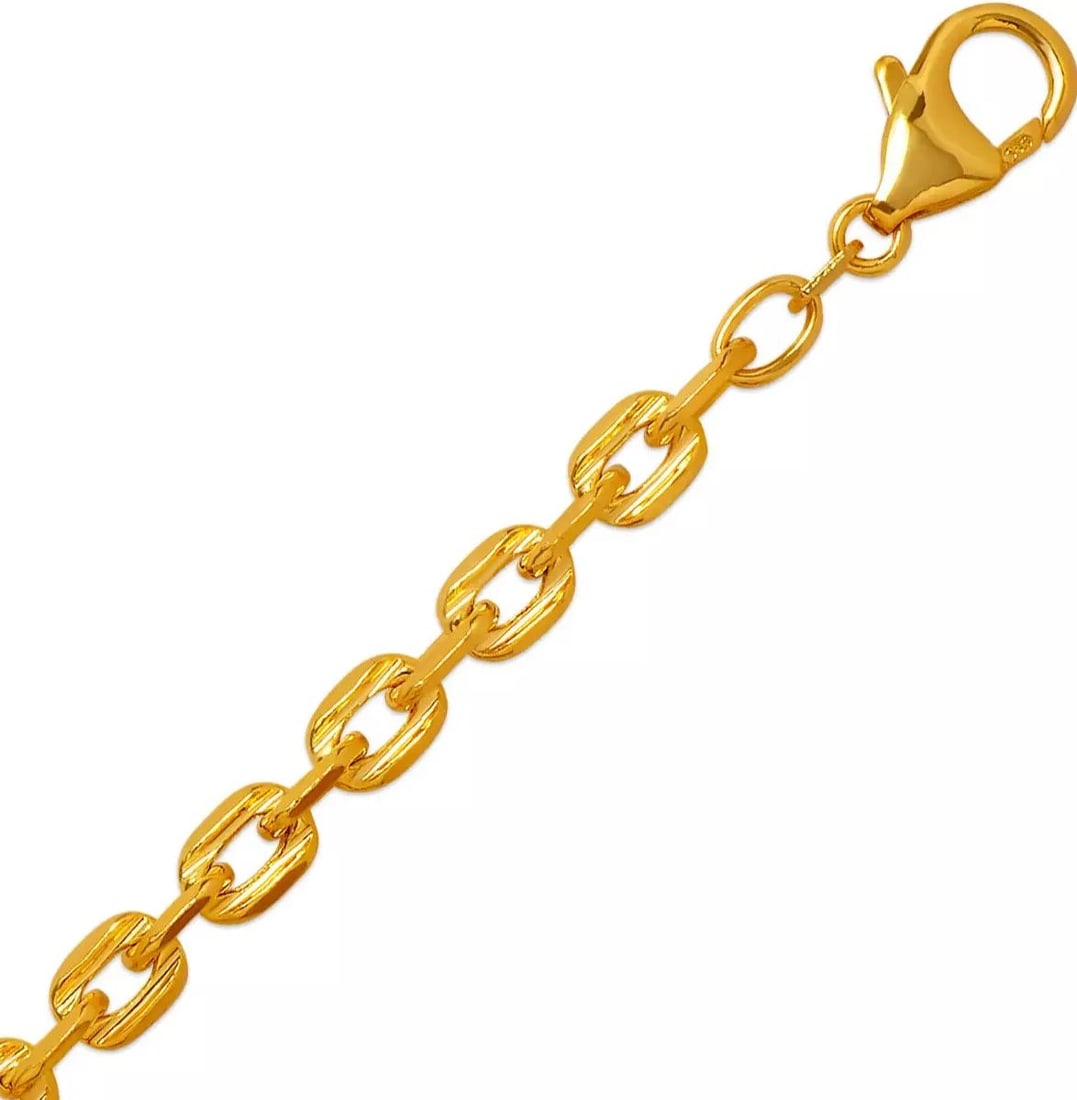 NEW 14K YELLOW GOLD HOLLOW D/C FORZATA BRACELET 5mm 14K Yellow Gold Approx. 120 Gauge (5.0mm Wide) (1 of 2)