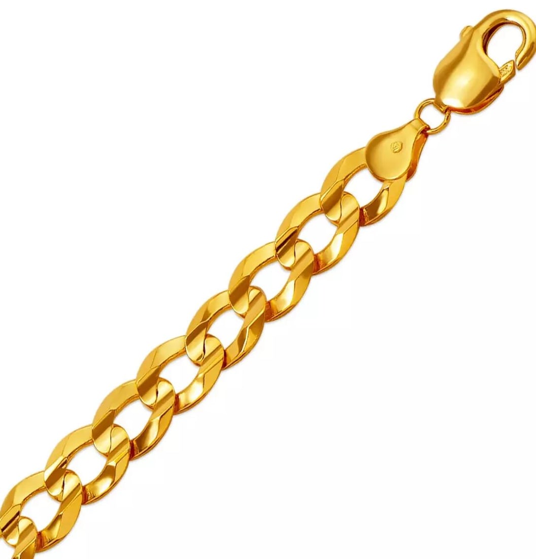NEW 14K YELLOW GOLD CURB ULTRA LIGHT BRACELET 14K Yellow Gold Approx. 250 Gauge (9.0mm Wide) High (1 of 2)