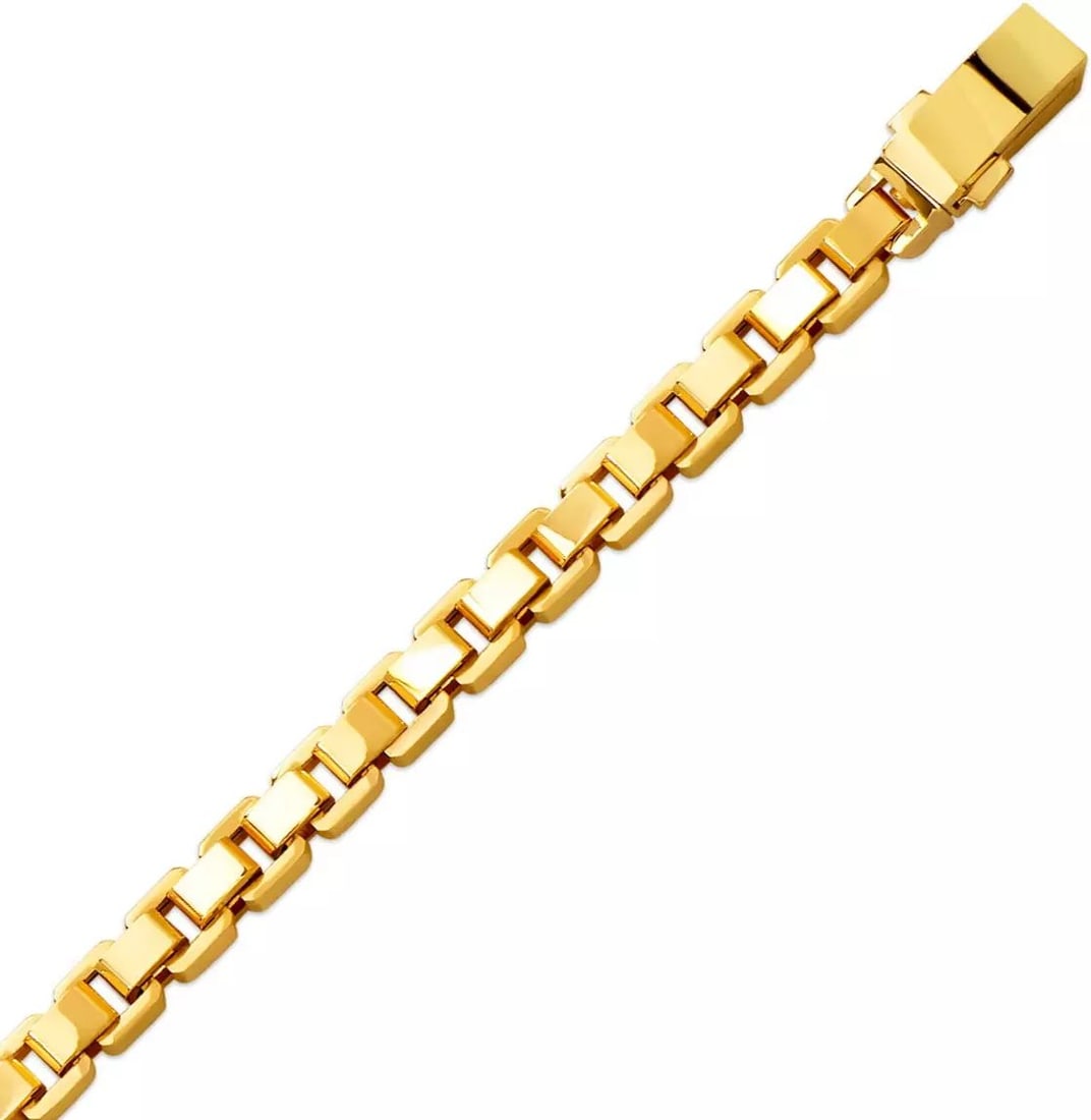 NEW 14K YELLOW GOLD HOLLOW BOX BRACELET 6mm 14K Yellow Gold Approx. 060 Gauge (6.0mm Wide) High: NEW 14K YELLOW GOLD HOLLOW BOX BRACELET 6mm 14K Yellow Gold Approx. 060 Gauge (6.0mm Wide) High Polished Hollow Box Lock Length : 8.5" Inch Weight: 21.6 Grams