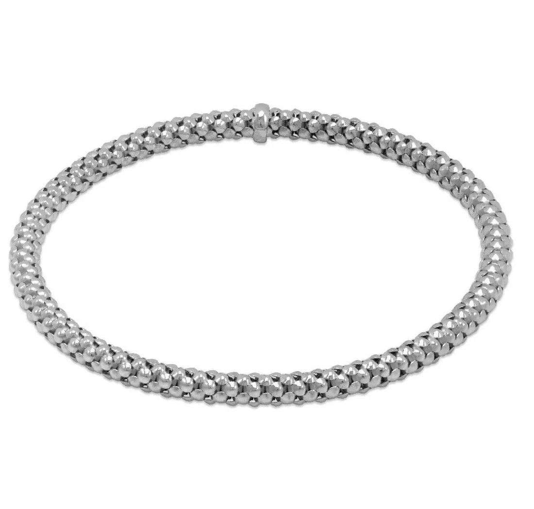 NEW 14K WHITE GOLD STRETCH BANGLE BRACELET 4 MM 14K White Gold Approx. 4mm Wide Stretch Bangle (1 of 2)