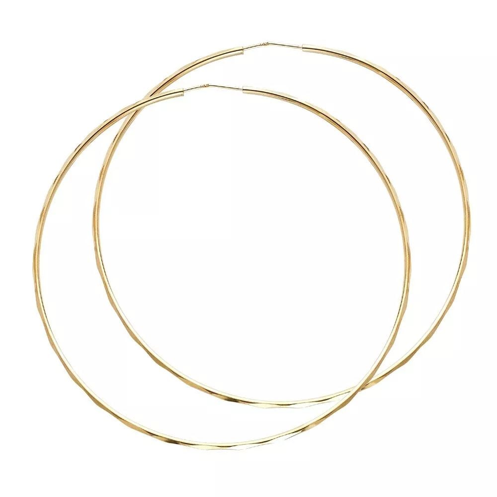 NEW 14K YELLOW GOLD 1.5MM FACETED ROUND TUBE HOOP EARRINGS (65MM) 14K Yellow Gold NEW 1.5MM FACETED: NEW 14K YELLOW GOLD 1.5MM FACETED ROUND TUBE HOOP EARRINGS (65MM) 14K Yellow Gold NEW 1.5MM FACETED ROUND TUBE HOOP EARRINGS (65MM) WEIGHT: 4.7g