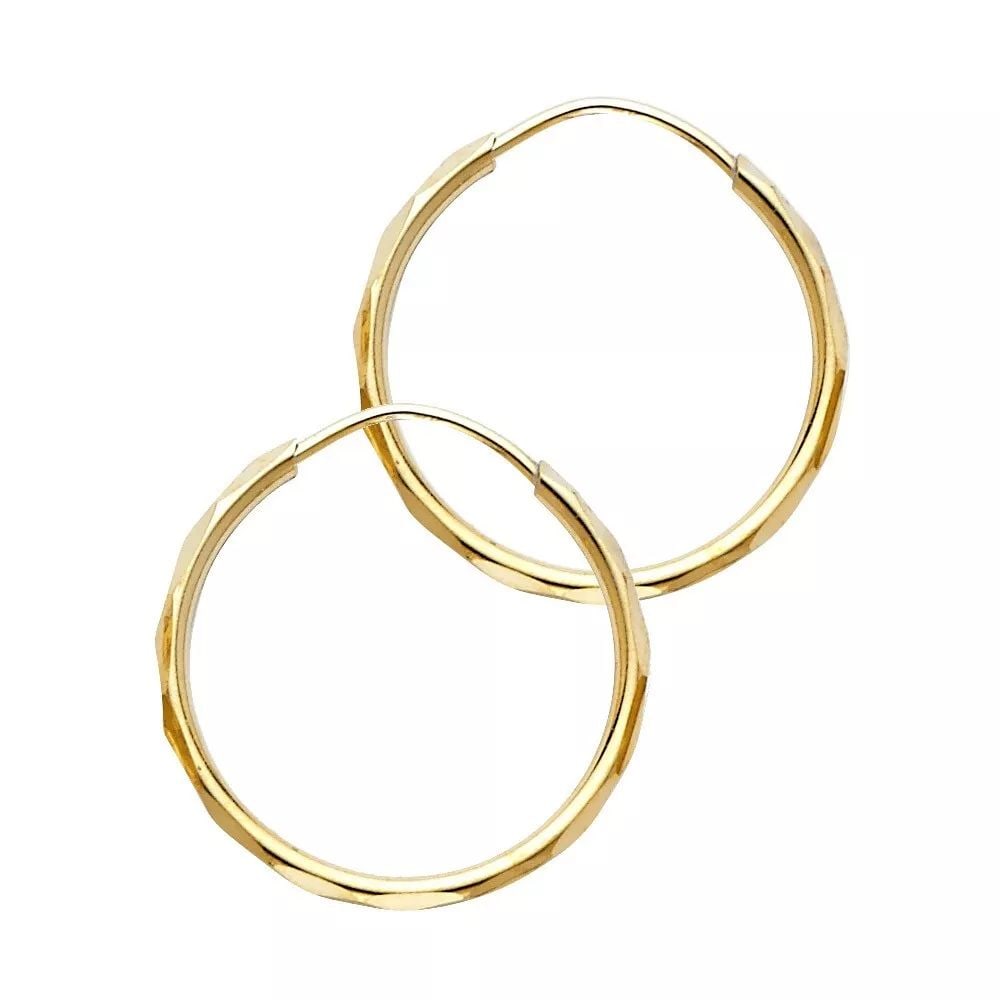NEW 14K YELLOW GOLD 1.5MM FACETED ROUND TUBE HOOP EARRINGS (1 7MM) 14K Yellow Gold NEW 1.5MM FACETED: NEW 14K YELLOW GOLD 1.5MM FACETED ROUND TUBE HOOP EARRINGS (1 7MM) 14K Yellow Gold NEW 1.5MM FACETED ROUND TUBE HOOP EARRINGS (1 7MM) WEIGHT: 1.1g