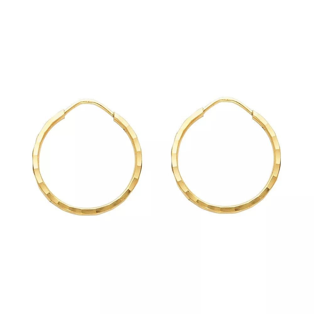 NEW 14K YELLOW GOLD 1.5MM SHOLLOW DC ENDLESS HOOP EARRINGS (16MM) 14K Yellow Gold NEW 1.5MM SHOLLOW (1 of 2)