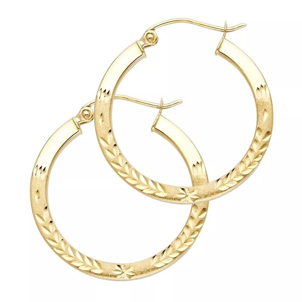 NEW 14K YELLOW GOLD BUDDED DC SQUARE TUBE HOOP EARRINGS (25MM) 14K Yellow Gold NEW BUDDED DC SQUARE: NEW 14K YELLOW GOLD BUDDED DC SQUARE TUBE HOOP EARRINGS (25MM) 14K Yellow Gold NEW BUDDED DC SQUARE TUBE HOOP EARRINGS (25MM) WEIGHT: 1.3g