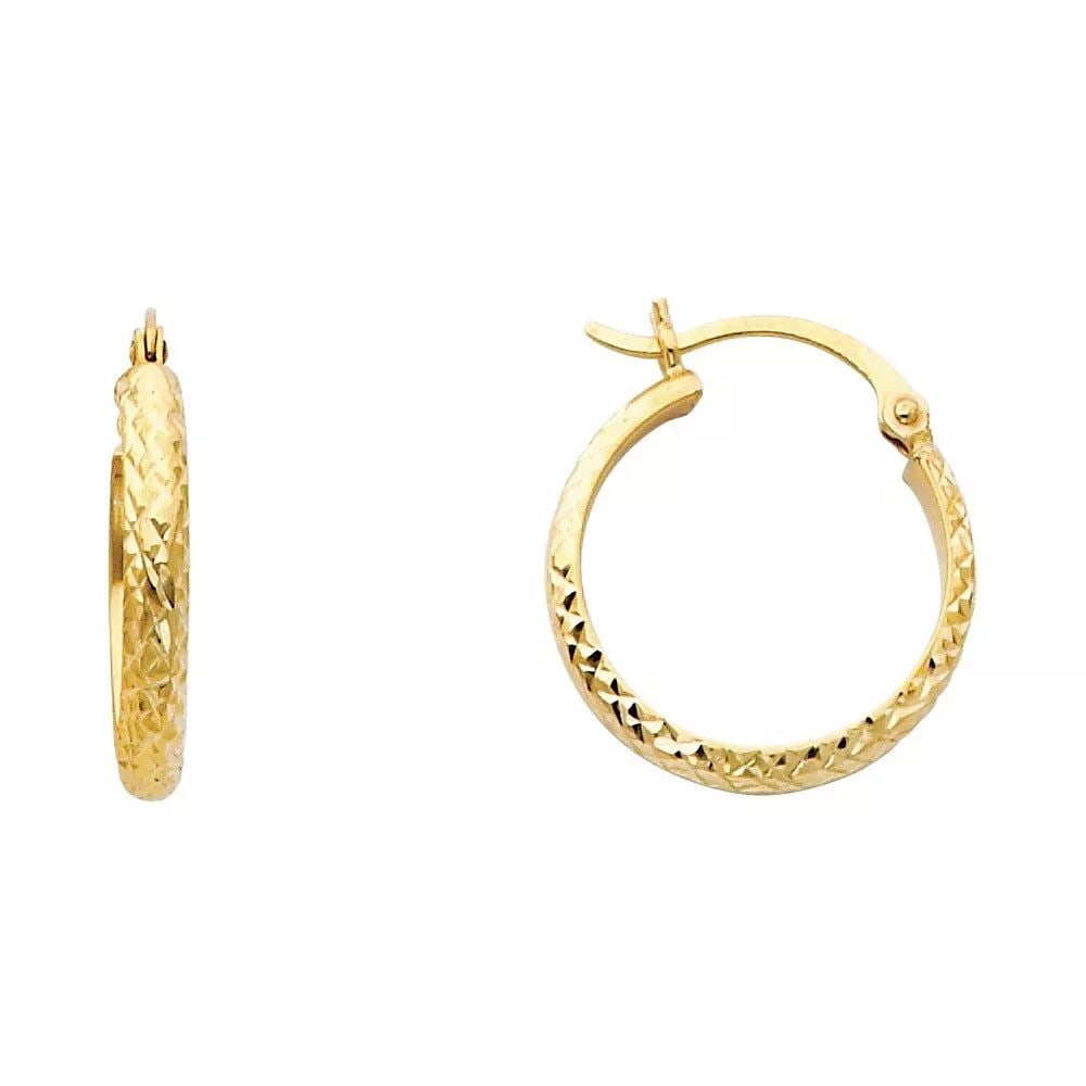 NEW 14K YELLOW GOLD DC 2.8MM HOLLOW ROUND TUBE HOOP EARRINGS (20MM) 14K Yellow Gold NEW DC 2.8MM (1 of 2)