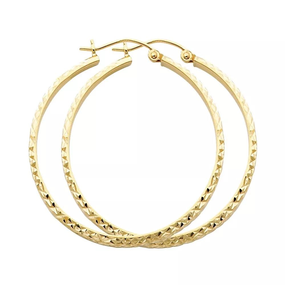NEW 14K YELLOW GOLD DC 2.8MM HOLLOW ROUND TUBE HOOP EARRINGS (35MM) 14K Yellow Gold NEW DC 2.8MM: NEW 14K YELLOW GOLD DC 2.8MM HOLLOW ROUND TUBE HOOP EARRINGS (35MM) 14K Yellow Gold NEW DC 2.8MM HOLLOW ROUND TUBE HOOP EARRINGS (35MM) WEIGHT: 2.2g