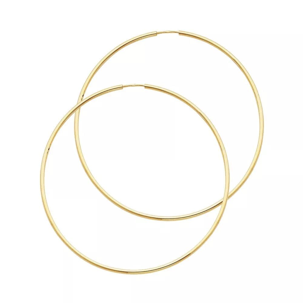 NEW 14K YELLOW GOLD 1.5MM ROUND TUBE POLISHED ENDLESS HOOP EARRINGS (45MM) 14K Yellow Gold NEW 1.5MM: NEW 14K YELLOW GOLD 1.5MM ROUND TUBE POLISHED ENDLESS HOOP EARRINGS (45MM) 14K Yellow Gold NEW 1.5MM ROUND TUBE POLISHED ENDLESS HOOP EARRINGS (45MM) WEIGHT: 1.8g
