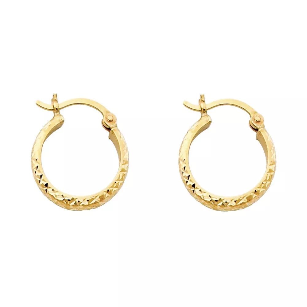 NEW 14K YELLOW GOLD DC 2.8MM HOLLOW ROUND TUBE HOOP EARRINGS (15MM) 14K Yellow Gold NEW DC 2.8MM (1 of 2)