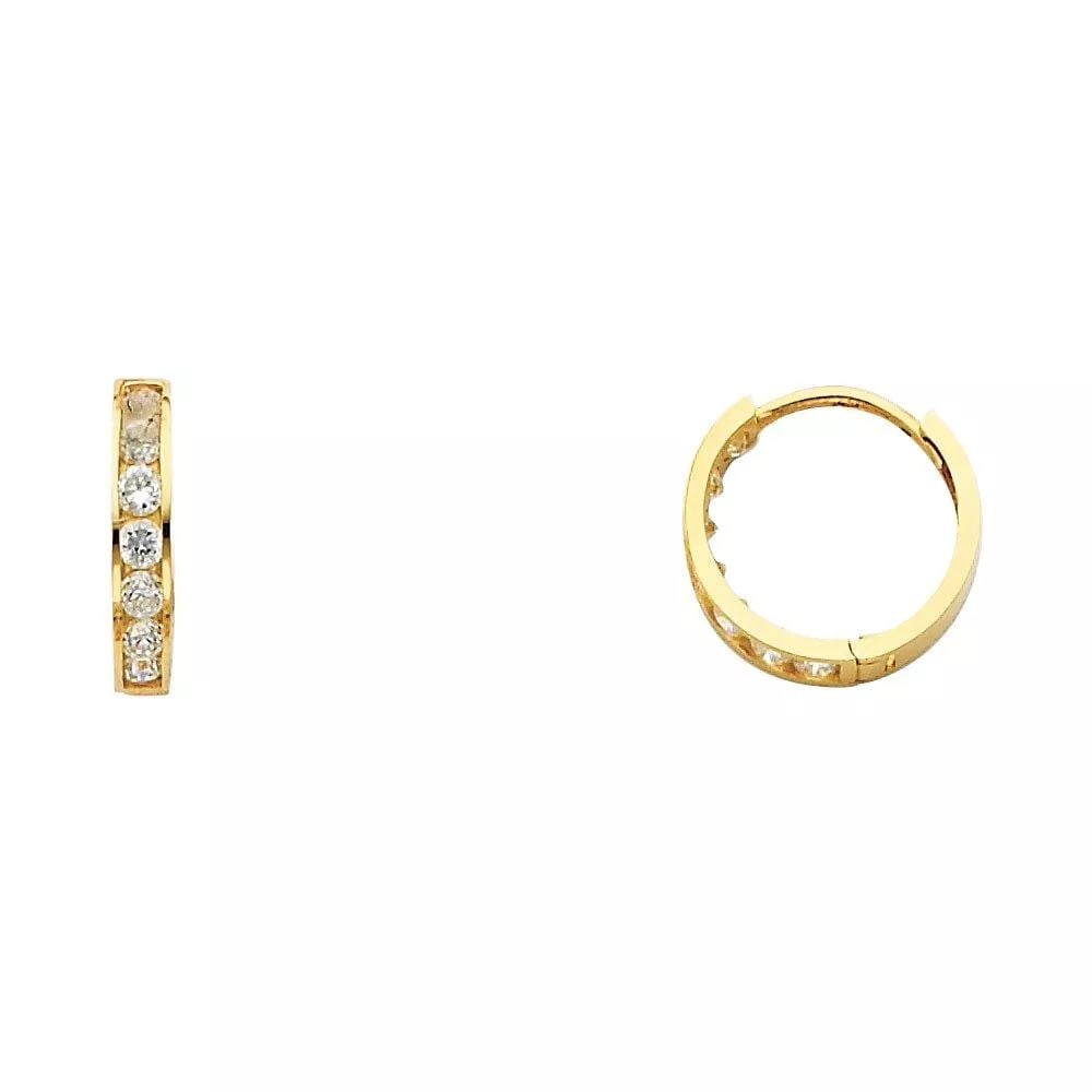 NEW 14K YELLOW GOLD CZ HUGGIES EARRINGS (ER245) 14K Yellow Gold NEW CZ HUGGIES EARRINGS (ER245): NEW 14K YELLOW GOLD CZ HUGGIES EARRINGS (ER245) 14K Yellow Gold NEW CZ HUGGIES EARRINGS (ER245) WEIGHT: 1.1g
