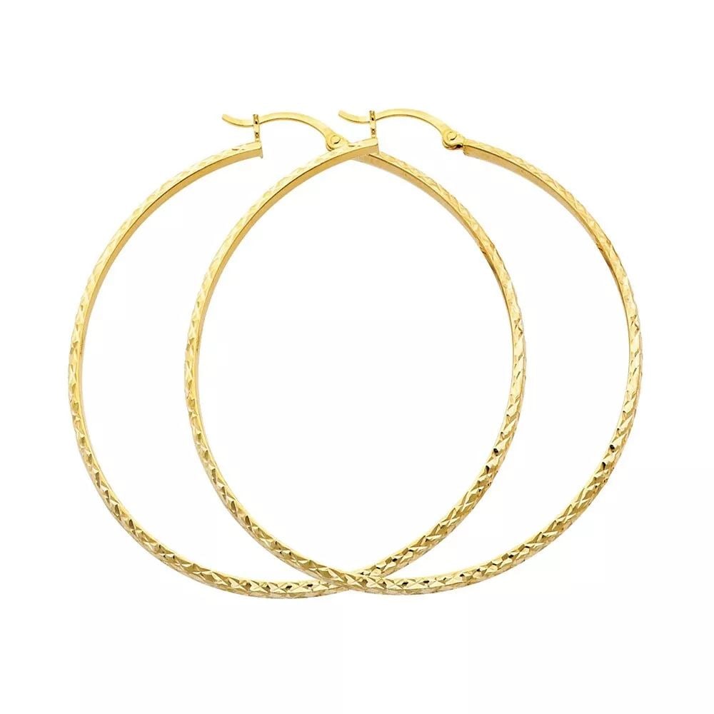 NEW 14K YELLOW GOLD DC 2.8MM HOLLOW ROUND TUBE HOOP EARRINGS (45MM) 14K Yellow Gold NEW DC 2.8MM (1 of 2)