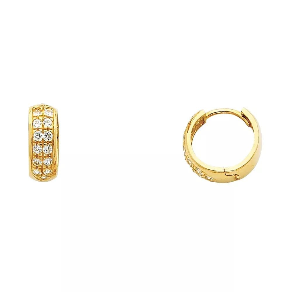 NEW 14K YELLOW GOLD DOUBLE CZ HUGGIES EARRINGS (ER268) 14K Yellow Gold NEW DOUBLE CZ HUGGIES: NEW 14K YELLOW GOLD DOUBLE CZ HUGGIES EARRINGS (ER268) 14K Yellow Gold NEW DOUBLE CZ HUGGIES EARRINGS (ER268) WEIGHT: 2.2g