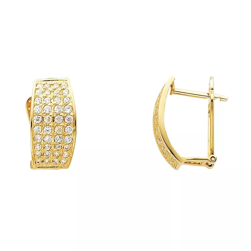 NEW 14K YELLOW GOLD CZ HUGGIES EARRINGS (ER276) 14K Yellow Gold NEW CZ HUGGIES EARRINGS (ER276) (1 of 2)
