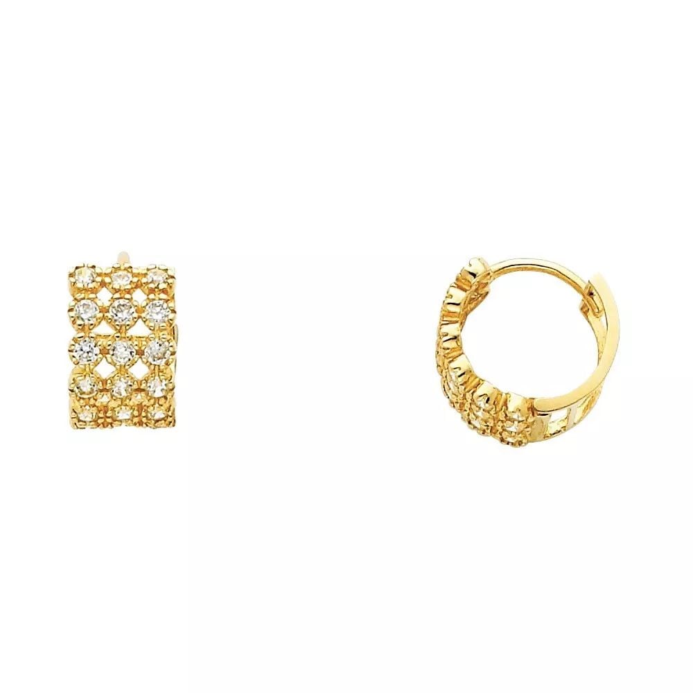 NEW 14K YELLOW GOLD CZ HUGGIES EARRINGS (ER275) 14K Yellow Gold NEW CZ HUGGIES EARRINGS (ER275) (1 of 2)