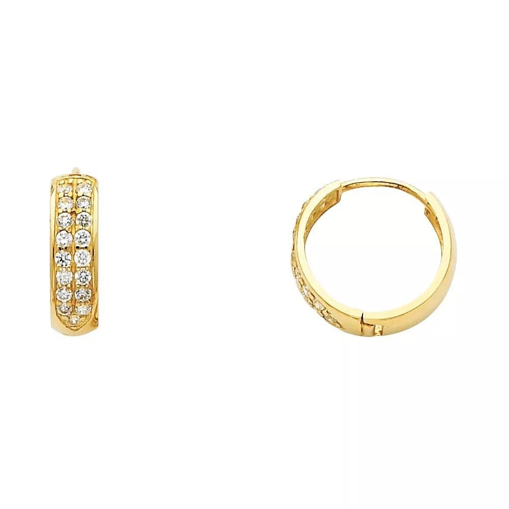 NEW 14K YELLOW GOLD DOUBLE CZ HUGGIES EARRINGS (ER269) 14K Yellow Gold NEW DOUBLE CZ HUGGIES: NEW 14K YELLOW GOLD DOUBLE CZ HUGGIES EARRINGS (ER269) 14K Yellow Gold NEW DOUBLE CZ HUGGIES EARRINGS (ER269) WEIGHT: 2.3g