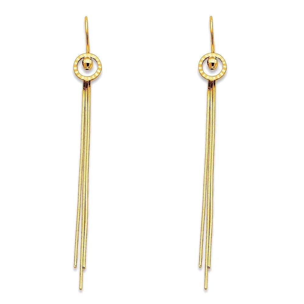 NEW 14K YELLOW GOLD HANGING EARRINGS (ER366) 14K Yellow Gold NEW HANGING EARRINGS (ER366) WEIGHT: (1 of 2)