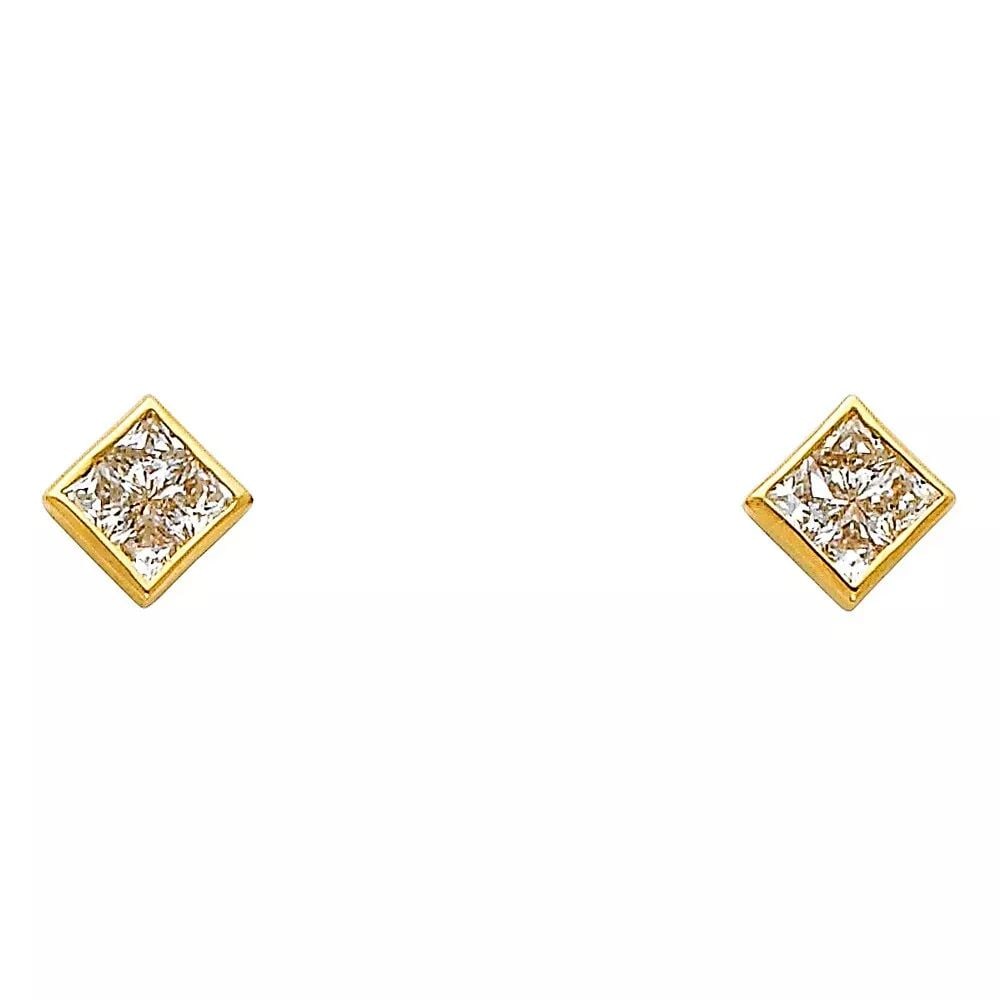 NEW 14K YELLOW GOLD SQUARE CZ EARRINGS (ER325) 14K Yellow Gold NEW SQUARE CZ EARRINGS (ER325): NEW 14K YELLOW GOLD SQUARE CZ EARRINGS (ER325) 14K Yellow Gold NEW SQUARE CZ EARRINGS (ER325) WEIGHT: 1g