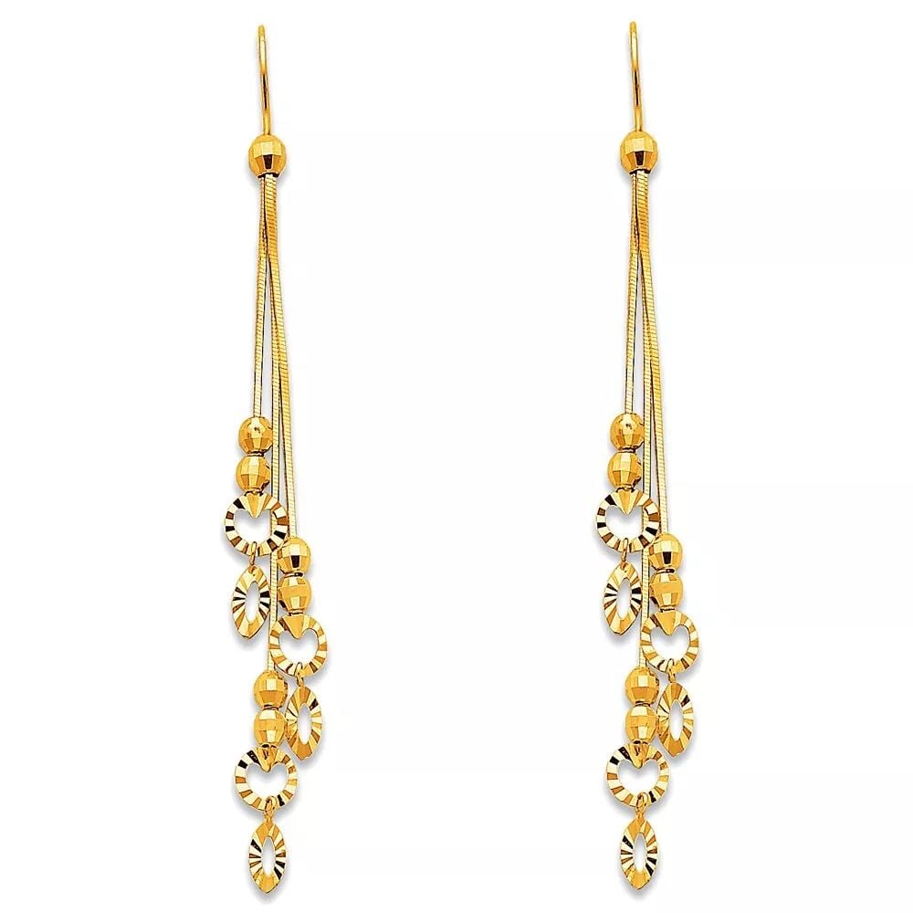 NEW 14K YELLOW GOLD HANGING EARRINGS (ER374) 14K Yellow Gold NEW HANGING EARRINGS (ER374) WEIGHT: (1 of 2)