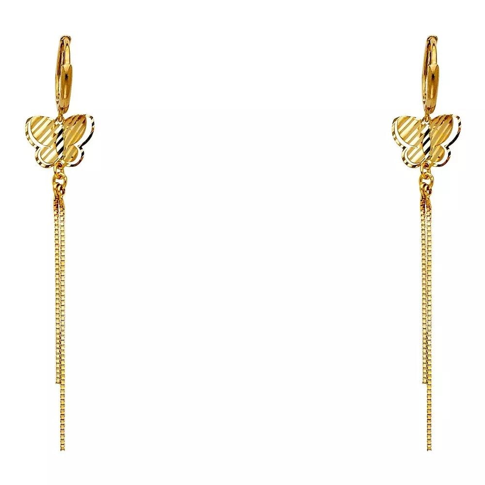NEW 14K YELLOW GOLD DANGLING EARRINGS (ER333) 14K Yellow Gold NEW DANGLING EARRINGS (ER333) WEIGHT: (1 of 2)