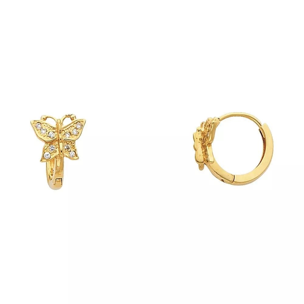 NEW 14K YELLOW GOLD BUTTERFLY HUGGIES EARRINGS (ER289) 14K Yellow Gold NEW BUTTERFLY HUGGIES (1 of 2)