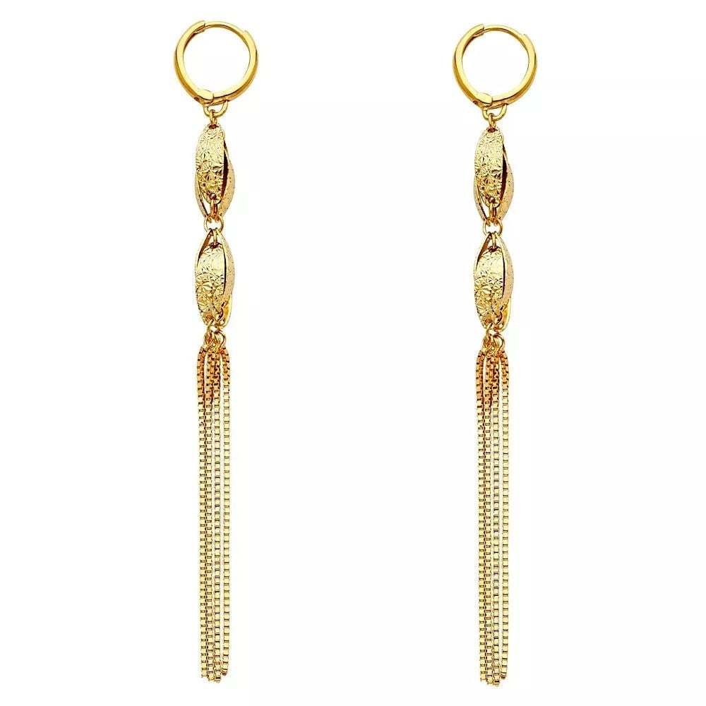 NEW 14K YELLOW GOLD DANGLING EARRINGS (ER330) 14K Yellow Gold NEW DANGLING EARRINGS (ER330) WEIGHT: (1 of 2)