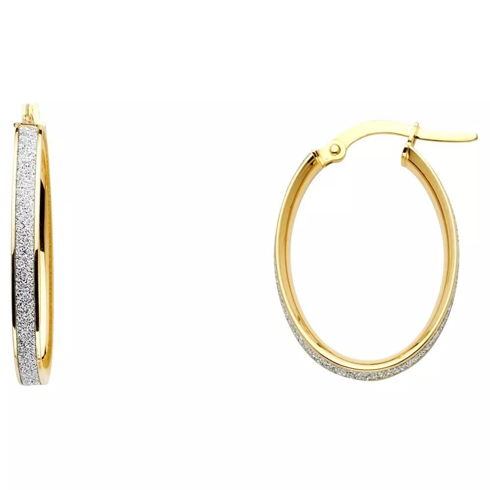 NEW 14K YELLOW GOLD SPARK OVAL HOOP EARRINGS (20MM) 14K Yellow Gold NEW SPARK OVAL HOOP EARRINGS: NEW 14K YELLOW GOLD SPARK OVAL HOOP EARRINGS (20MM) 14K Yellow Gold NEW SPARK OVAL HOOP EARRINGS (20MM) WEIGHT: 2.1g