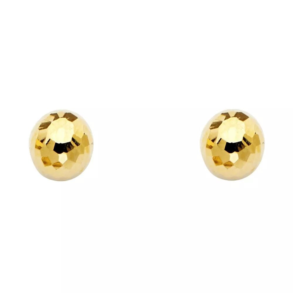 NEW 14K YELLOW GOLD 8MM D BALL EARRINGS WITH PUCH-BACK 14K Yellow Gold NEW 8MM D BALL EARRINGS WITH (1 of 2)