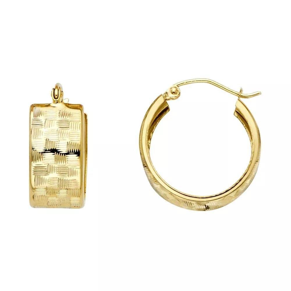 NEW 14K YELLOW GOLD ST WIDE SP DC HOOP EARRINGS 14K Yellow Gold NEW ST WIDE SP DC HOOP EARRINGS (1 of 2)
