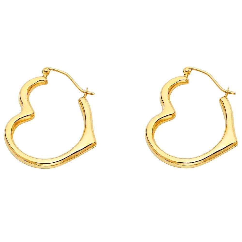NEW 14K YELLOW GOLD ANGLED HOLLOW HEART EARRINGS 14K Yellow Gold NEW ANGLED HOLLOW HEART EARRINGS: NEW 14K YELLOW GOLD ANGLED HOLLOW HEART EARRINGS 14K Yellow Gold NEW ANGLED HOLLOW HEART EARRINGS WEIGHT: 0.4g
