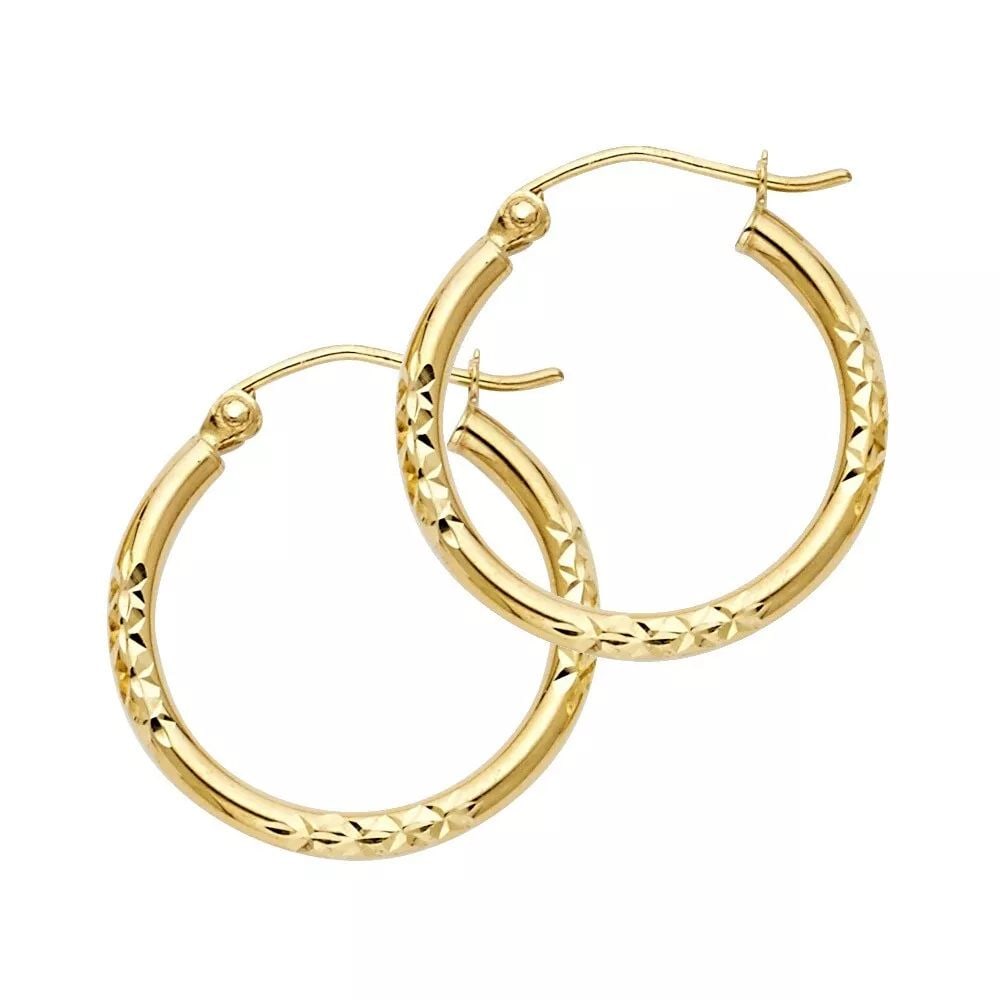 NEW 14K YELLOW GOLD DC HOOP EARRINGS 14K Yellow Gold NEW DC HOOP EARRINGS WEIGHT: 1.4g (1 of 2)