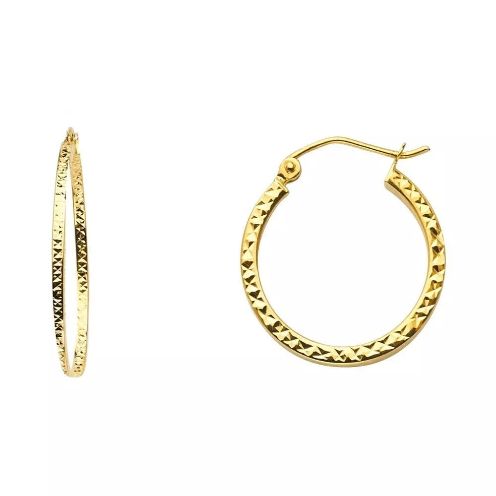 NEW 14K YELLOW GOLD FULL DC HOLLOW SQUARE TUBE HOOP EARRINGS 14K Yellow Gold NEW FULL DC HOLLOW (1 of 2)