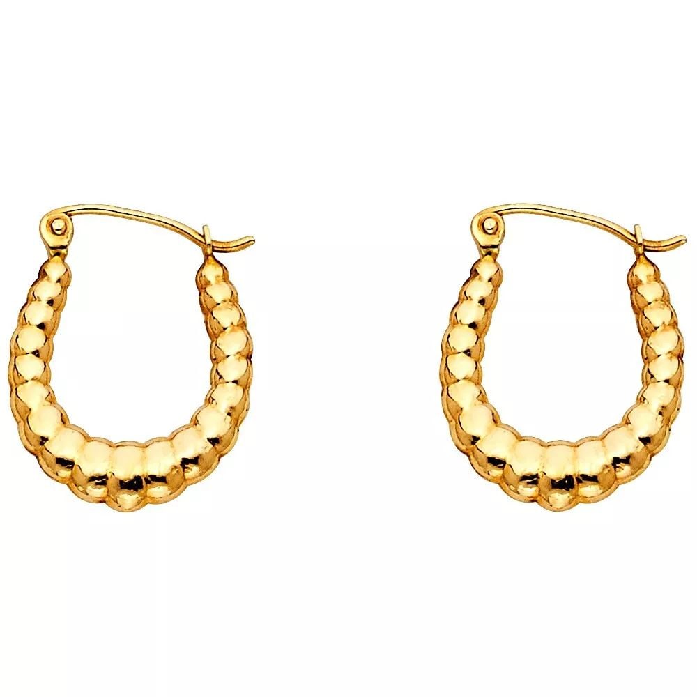 NEW 14K YELLOW GOLD FANCY HOLLOW HOOP EARRINGS 14K Yellow Gold NEW FANCY HOLLOW HOOP EARRINGS (1 of 2)