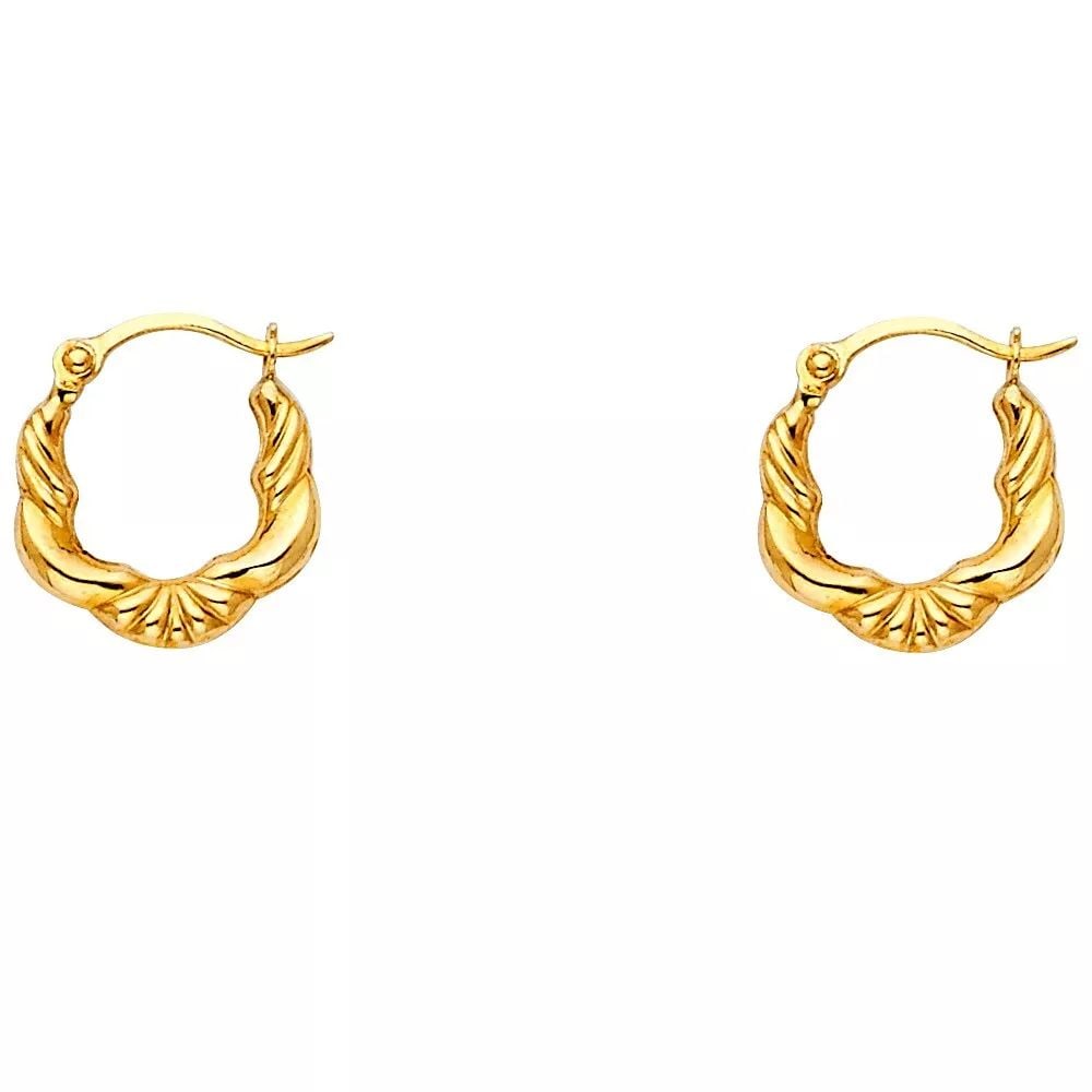 NEW 14K YELLOW GOLD FANCY HOLLOW HOOP EARRINGS 14K Yellow Gold NEW FANCY HOLLOW HOOP EARRINGS (1 of 2)