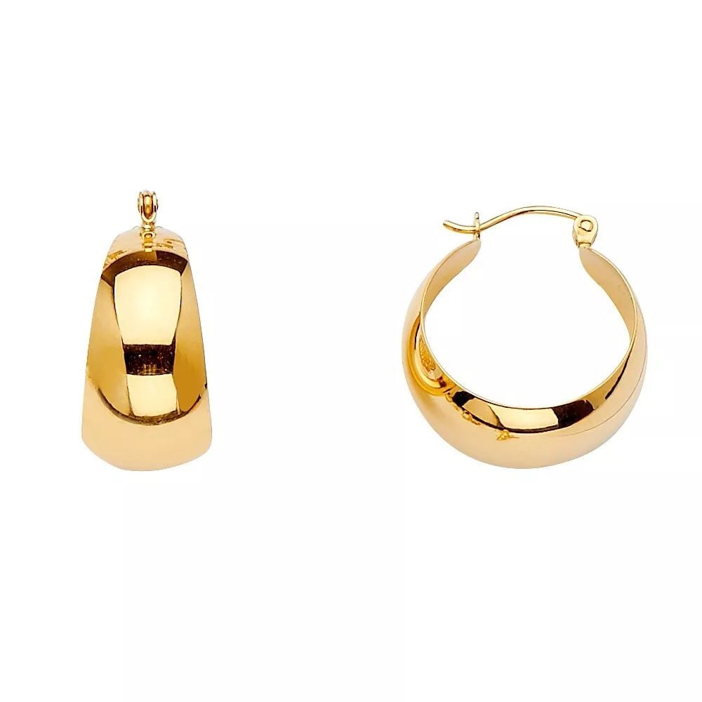 NEW 14K YELLOW GOLD GRADUATED PLAIN HOOP EARRINGS 14K Yellow Gold NEW GRADUATED PLAIN HOOP EARRINGS (1 of 2)