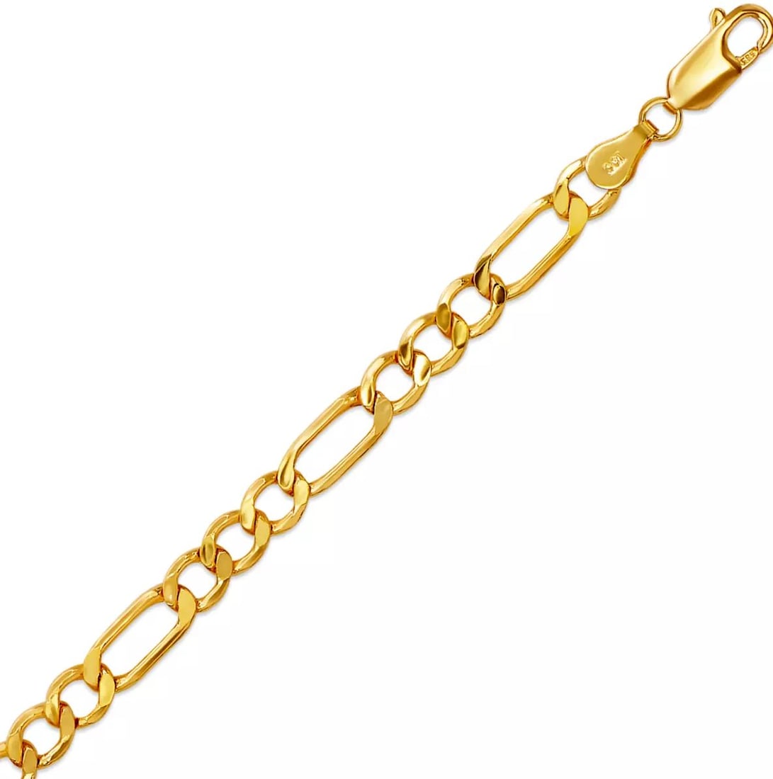 NEW 14K YELLOW GOLD HOLLOW FIGARO BRACELET 5mm 14K Yellow Gold Approx. 120 Gauge (5mm Wide) High (1 of 2)