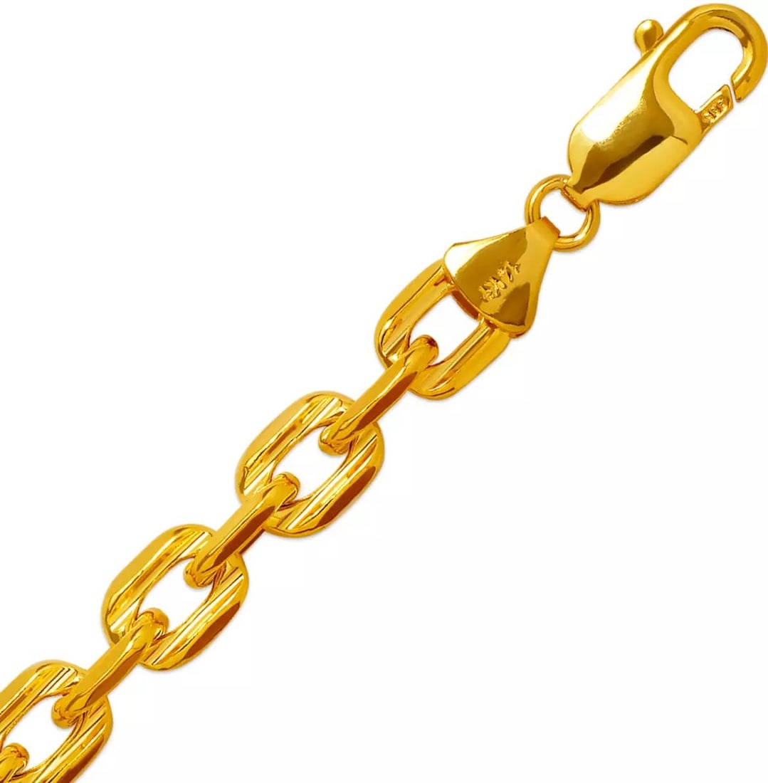 NEW 14K YELLOW GOLD HOLLOW D/C FORZATA BRACELET 7mm 14K Yellow Gold Approx. 180 Gauge (7.0mm Wide): NEW 14K YELLOW GOLD HOLLOW D/C FORZATA BRACELET 7mm 14K Yellow Gold Approx. 180 Gauge (7.0mm Wide) High Polished/Diamond Cut Lobster Lock Hollow Length : 7" Inch Weight: 9.0 Grams